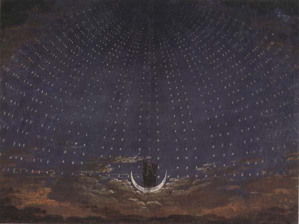 Karl friedrich schinkel Set Design for The Magic Flute:Starry Sky for the Queen of the Night (mk45)